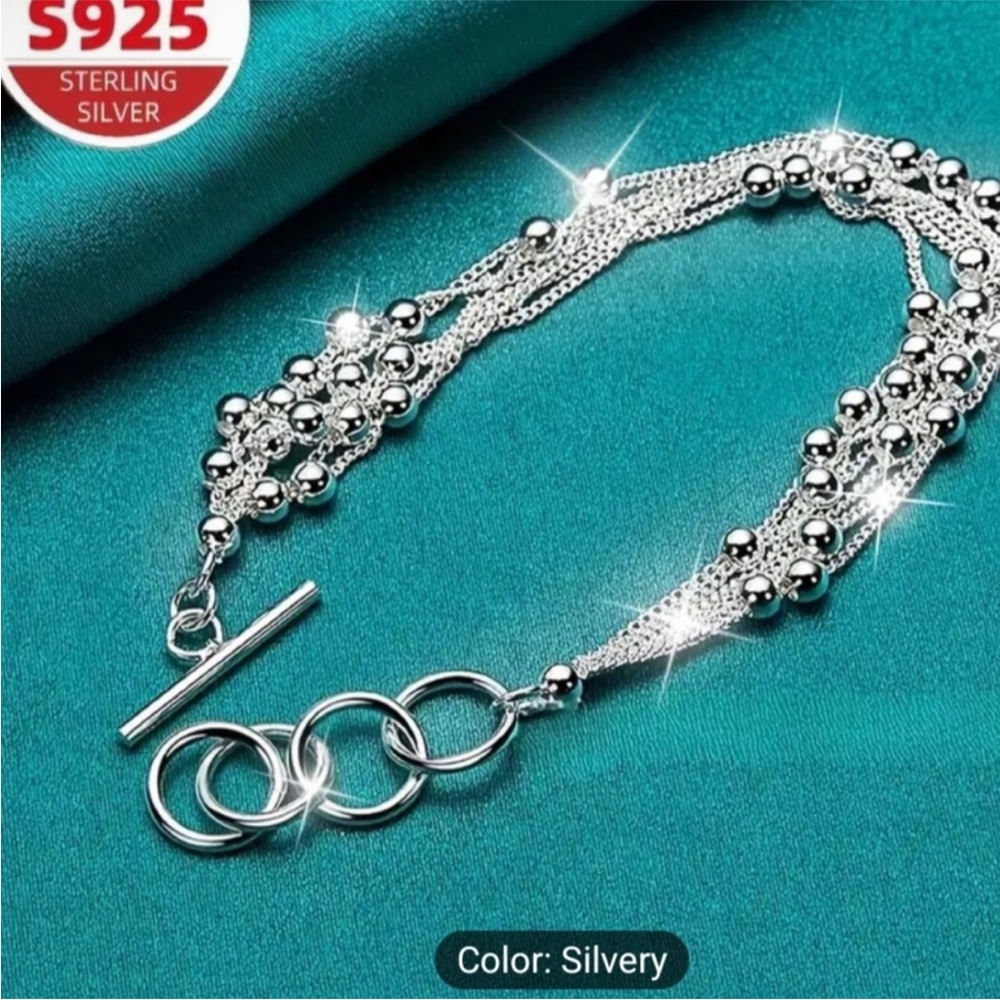 925 Sterling Silver Multi-Strand Bracelet NWOT